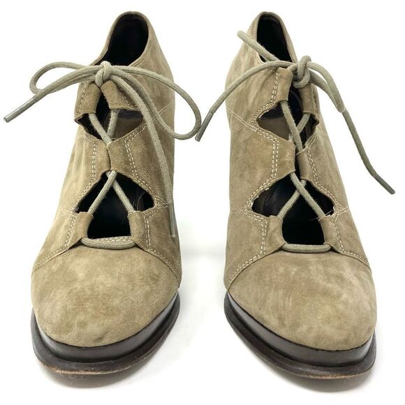 Dvf diane von furstenberg guardian taupe suede heeled lace up shoes size 8 - Picture 3 of 11